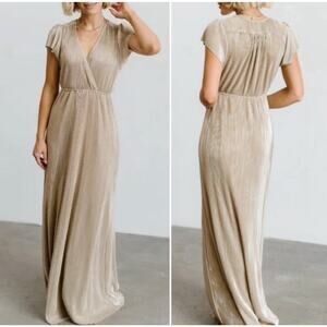 Baltic Born Gold Athena Pleated Maxi Dress Bridal Shower Event XXL 1x 2x